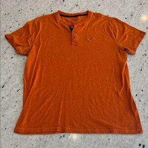 Hollister Men's Short Sleeve Orange Henley